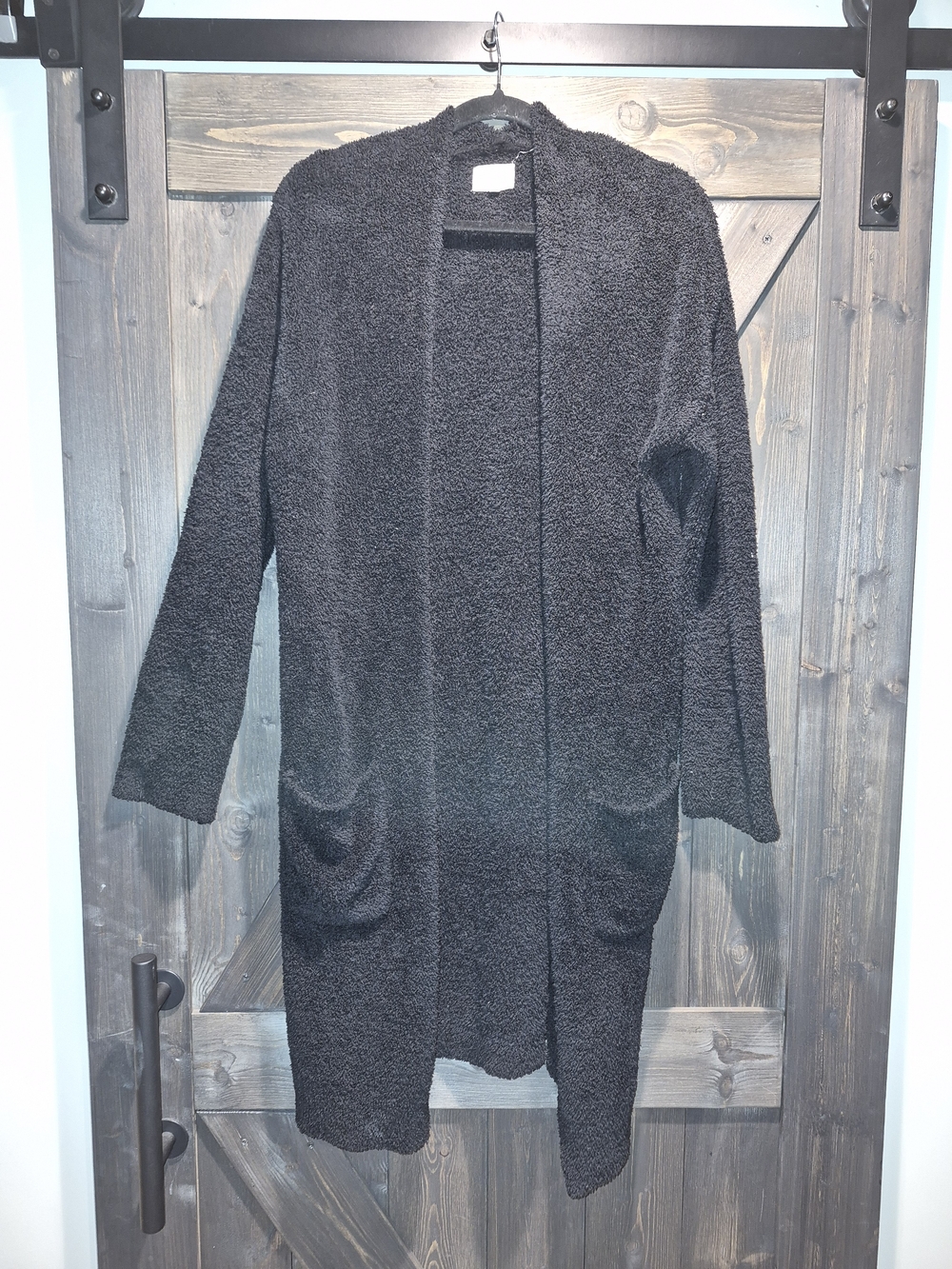 Thread & Supply Cascade Open Front Long Cardigan Black XL